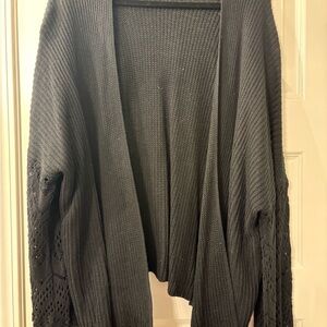 Elegant Black Open-Front Sweater